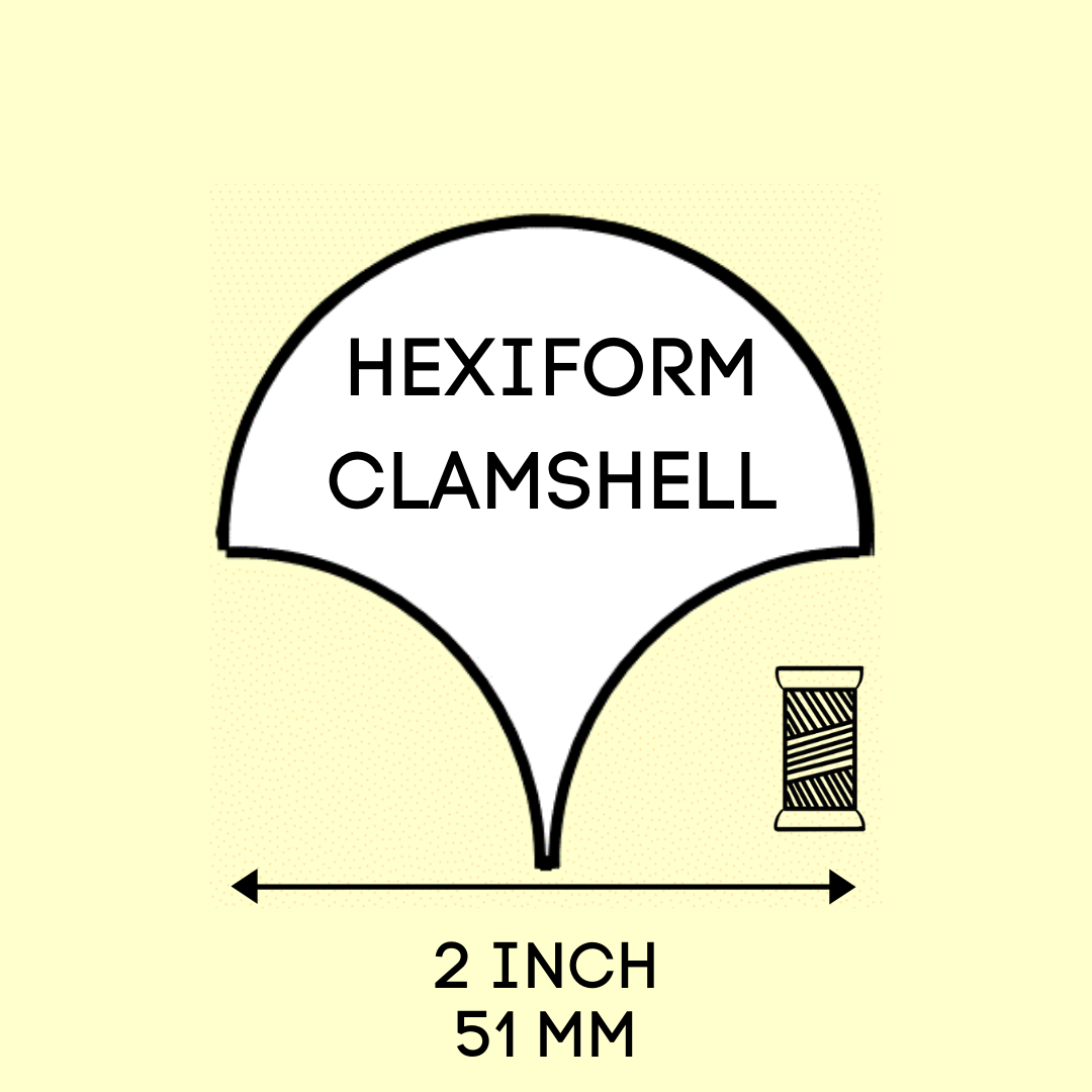 Hexiform Clamshell 2 tuumaa (51 mm) simpukankuori-malline 60 kpl