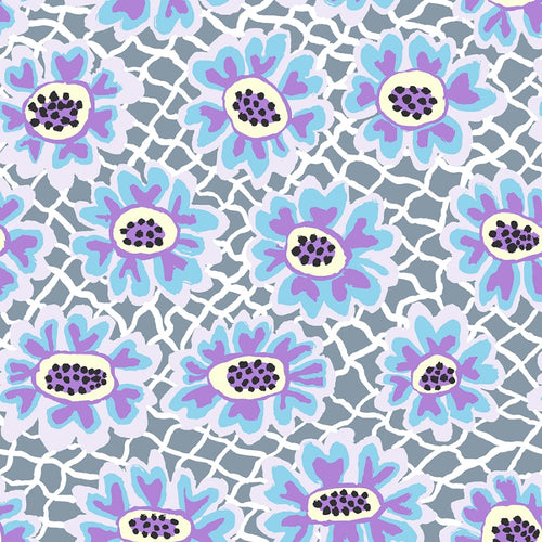 Kaffe Fassett, August 2021 - Flower Net, Grey PWBM081.GREY puuvillakangas