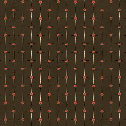 Kim Diehl, Chocolate Covered Cherries - 198-33 Chocolate Striped Heart Blossoms puuvillakangas