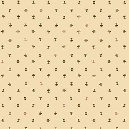 Kim Diehl, Chocolate Covered Cherries - 203-40 Cream Fleur De Lis puuvillakangas, vaalealla pohjalla täplä pienet kukat