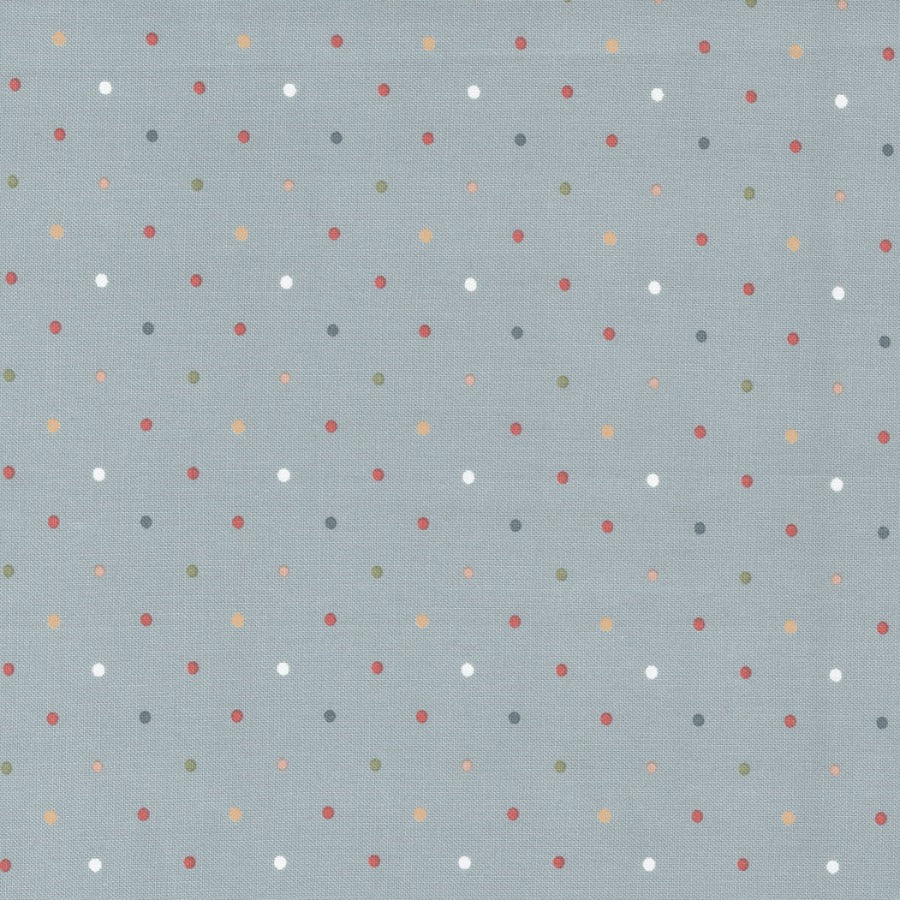 Lella Boutique Country Rose 5175-15 Smokey Blue Magic Dot puuvillakangas, siniharmaa tausta täpläkuvioilla.