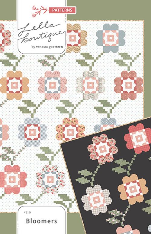 Lella Boutique Bloomers Quilt Pattern LB-210 – kukkapeiton paperinen tilkkutyöohje, valmis koko 74" x 74".