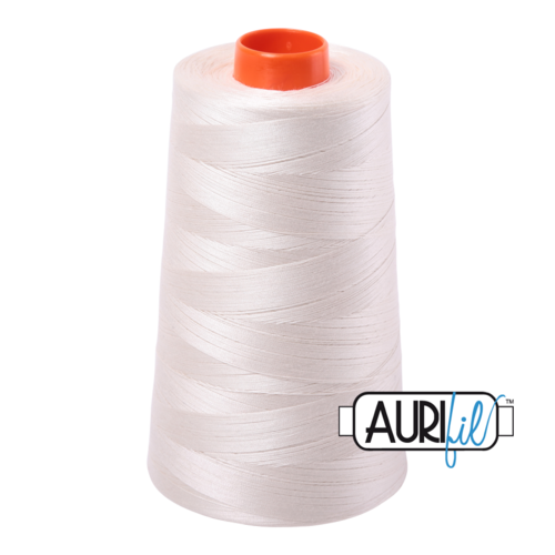 Aurifil Cone 50wt 2309 Silver White 100% cotton sewing thread in a cone