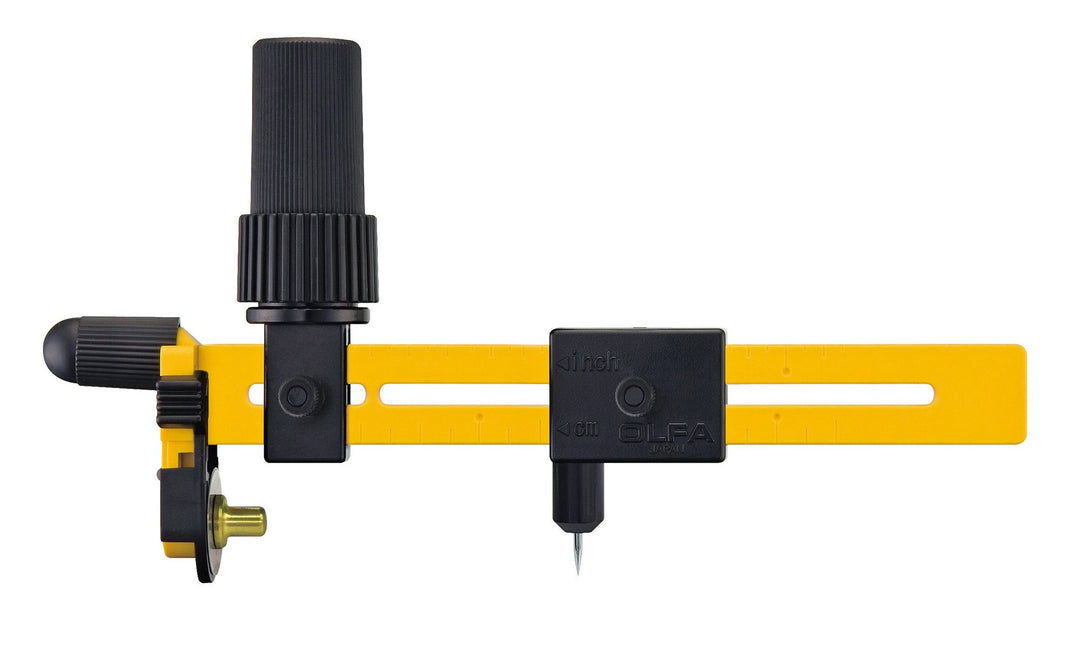 Olfa CMP-3 ympyräleikkuri – ergonominen pyöröleikkuri tarkkaan ympyröiden leikkaamiseen ø 3,81–22,25 cm.