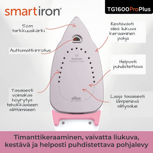Oliso® TG1600 ProPlus™ SmartIron® (pinkki) höyrysilitysrauta