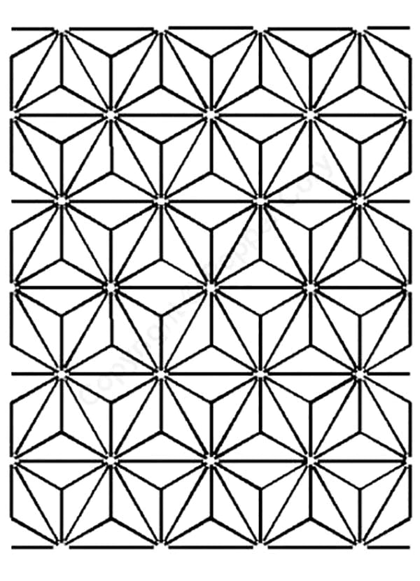 Q-Stencil Asanoha 3.5" - sashiko tikkauskuvion piirtokaavain sapluuna