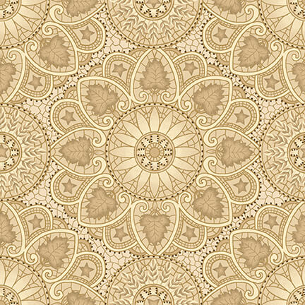 Kim Diehl, Cottage Linens 108 Quilt Back- Mandala All Over Taupe 464-44 taustakangas
