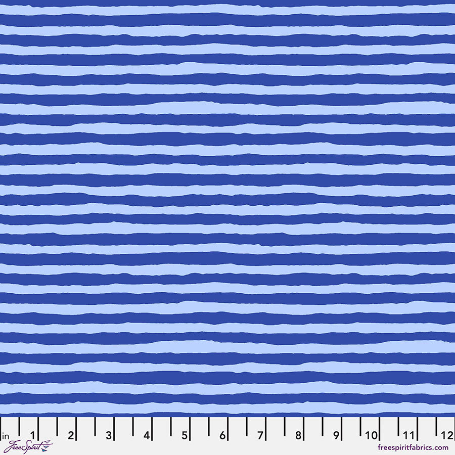 Kaffe Fassett, August 2022 - Comb Stripe, Blue PWBM084.BLUE puuvillakangas