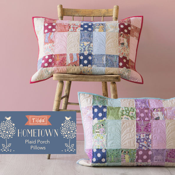 Tilda Hometown, Plaid Porch Pillows Pattern, quilting pillow pattern, FREE