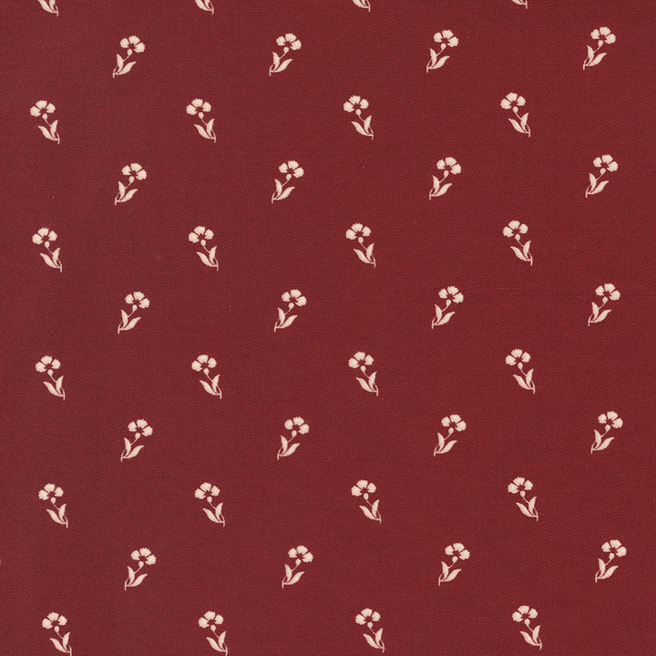 Primitive Gatherings Red and White Gatherings 49193-15 Burgundy Carnation -puuvillakangas, syvänpunainen kukkakuosi