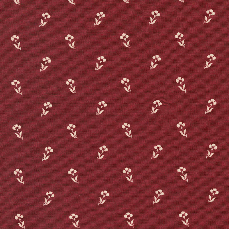 Primitive Gatherings Red and White Gatherings 49193-15 Burgundy Carnation -puuvillakangas, syvänpunainen kukkakuosi