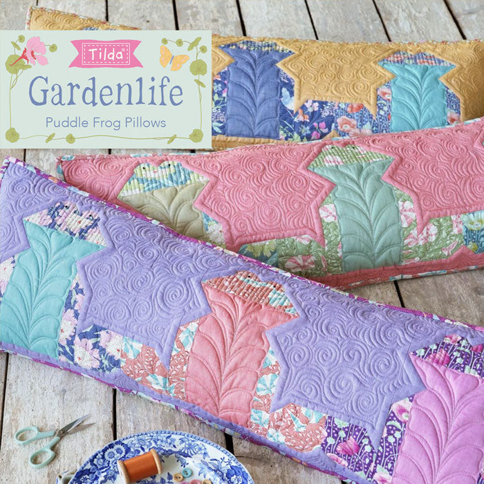 Tilda Gardenlife, Puddle Frog Pillows Quilt Pattern, tyyny tilkkutyöohje, ILMAINEN
