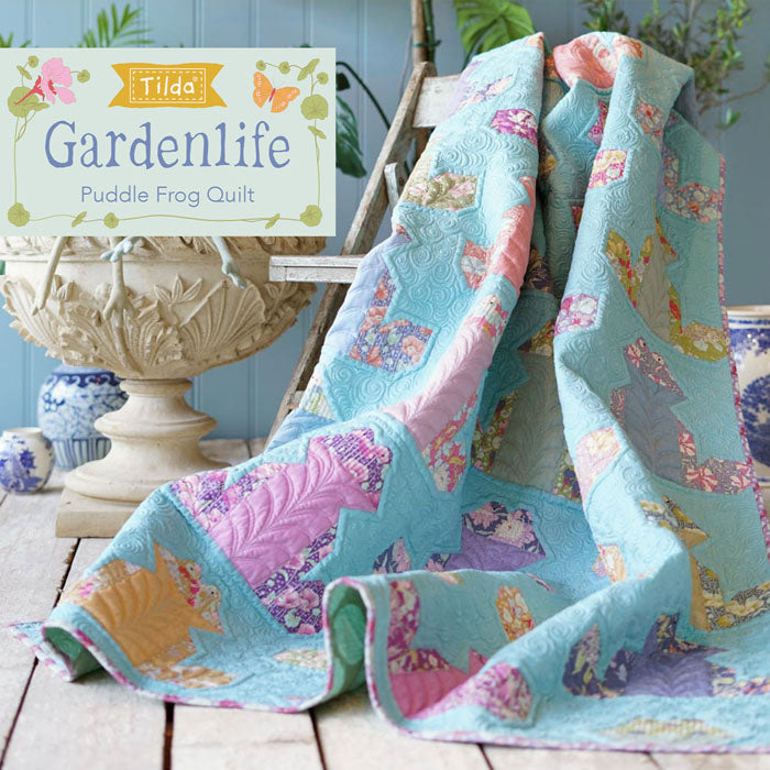 Tilda Gardenlife, Puddle Frog Quilt Pattern, quilt pattern, FREE