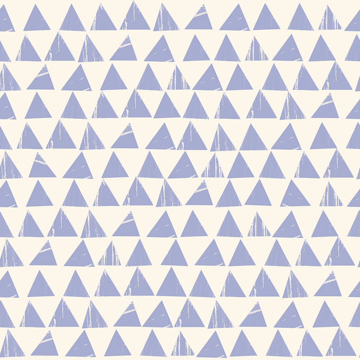 Ruby Star Society Sketchbook RS4076-14 Dusk – vaalea puuvillakangas laventelinsinisillä graafisilla kolmioilla.