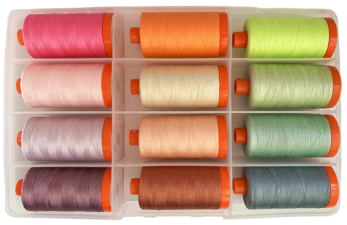 Aurifil Tula Pink Neons&Neutrals 12 ison rullan 50wt ompelulankapaketti