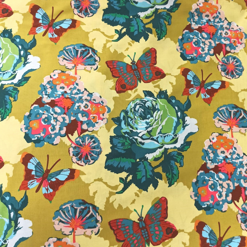 Anna Maria Hornerin suunnittelema Made Love Always -kokoelman Clipping Lichen 100% puuvillakangas, värikkäät kuviot, täydellinen tilkkutöihin ja käsitöihin.