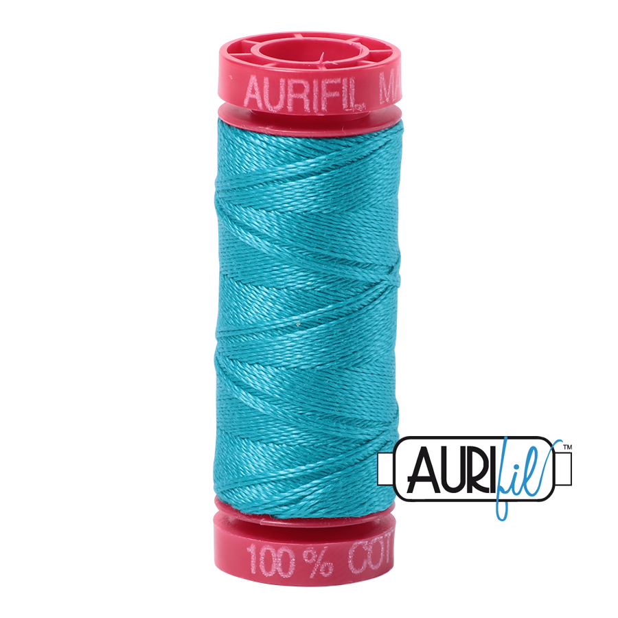 Aurifil 12wt 2810 Turquoise 100% puuvillalanka pieni, ompeluun, kirjontaan ja tikkaamiseen