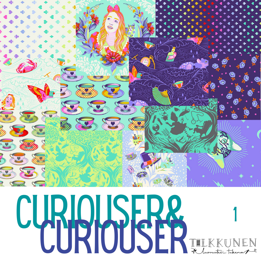 Tula Pink, Curiouser&Curiouser puuvillakangas FQ-nippu (12 kpl)-1