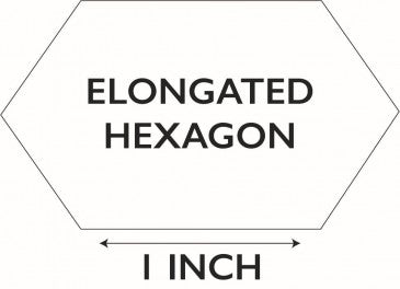 Elongated Hexagon 1 tuuma, pidennetty kuusikulmio-malline, paperia, 100 kpl