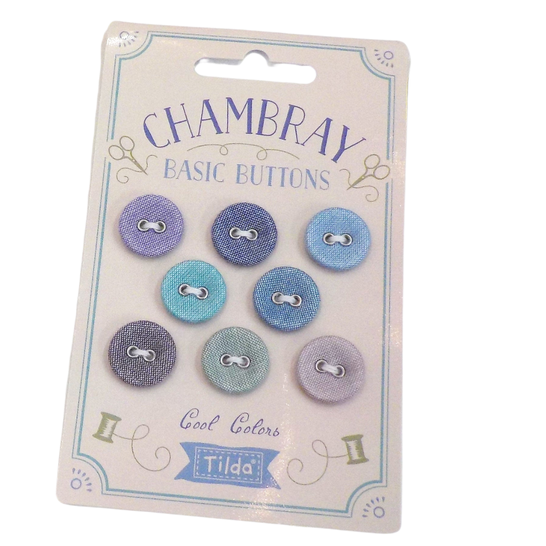 Tilda Chambray Napit 16mm, 8 kpl